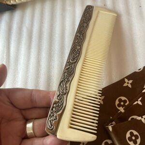 Silver embossed Large Hair Comb vtg 90’s Vanity Tray Decor